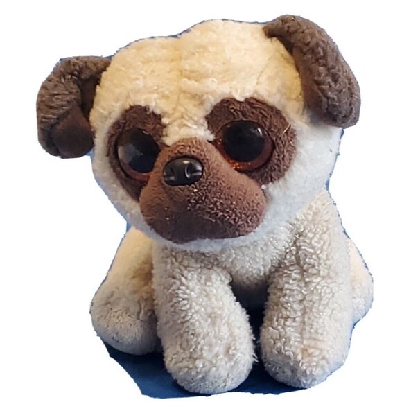 Velve Ty Rufus The Pug Stuffed Animal Puppy Dog Plush Toy Glitter Eyes 2016 - Picture 1 of 15